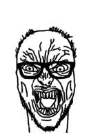 angry balding glasses hair mustache open_mouth soyjak stubble variant:unknown // 417x622 // 11.7KB