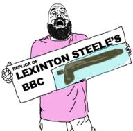 bbc beard clothes dildo ear holding_dildo holding_object open_mouth soyjak text variant:thps_soyjak // 780x767 // 159.2KB