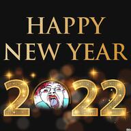 2022 blood bloodshot_eyes clothes distorted flag glasses hair murder mustache new_year open_mouth pixiz purple_hair soyjak stubble text tongue tranny variant:bernd // 1200x1200 // 238.4KB