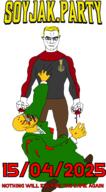2soyjaks 4chan arm banner blood buff closed_mouth clothes ear fists full_body glasses gore hair invincible_(show) janny looking_at_you mark nate red_eyes smile soyjak soyjak_party subvariant:chudjak_front subvariant:muscular_chud text variant:chudjak vein yellow_hair // 2136x3851 // 865.7KB