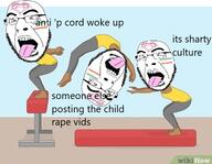 3soyjaks arm child_sexual_abuse_material full_body girllover glasses hand leg map_(pedophile) mental_gymnastics open_mouth pedophile soyjak soyjak_party stubble tattoo text tongue variant:cobson // 460x356 // 101.7KB