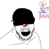 clown glasses java no_eyes open_mouth programming soyjak stubble text variant:feraljak // 1500x1500 // 71.4KB