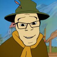 cartoon clothes drawn_background glasses hat looking_at_you moomin scarf smile stubble variant:feraljak // 1500x1500 // 2.6MB