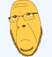 brown_eyes closed_mouth emoticon glasses looking_up puppy_eyes sad series:soymoji soyjak stubble variant:cobson yellow yellow_skin // 721x789 // 27.5KB