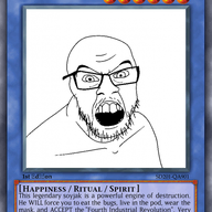angry card eat_the_bugs glasses open_mouth soyjak stubble text variant:feraljak yugioh // 419x610 // 320.8KB