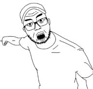 arm clothes ear get glasses hat open_mouth pointing quads stubble variant:punty_pointy // 1092x1035 // 24.1KB