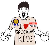 far_right groomer judaism larp larper pedophile pointing_at_shirt postman right_wing tiktok // 3072x2772 // 873.3KB