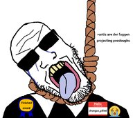 'nished ack award bald bowtie chungus_pilled(attentionwhore) closeted_pedo glasses lolicon lolitranny open_mouth pedophile quote rope variant:markiplier_soyjak 😭 // 900x800 // 83.6KB