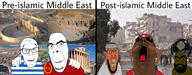 arabic_text brown_skin closed_mouth clothes cockroach countrywar flag:greece flag:roma flag:turkiye glasses hair hat islam no_more_brother_wars open_mouth roman smile text turkiye variant:cobson variant:feraljak yellow_teeth // 3464x1356 // 1.0MB