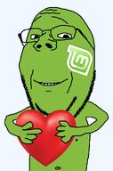 glasses green_skin hand heart holding_object linux linux_mint smile subvariant:wholesome_soyjak variant:gapejak // 676x1021 // 130.0KB