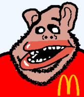 black_sclera brown_skin distorted lips mcdonalds soyjak stubble subvariant:impish_amerimutt variant:impish_soyak_ears // 198x230 // 4.4KB