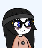 blush clothes female glasses hair milestone smile stop_poorly_tagging variant:soytan // 358x408 // 15.1KB