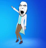 angry animated arm clothes dance fortnite full_body glasses hand leg open_mouth rick_and_morty rick_sanchez smeeze soyjak stubble variant:cobson // 600x627 // 3.7MB
