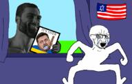 2soyjaks animated arm bloodshot_eyes country crying flag full_body gigachad glasses hair hand hanging its_over judaism leg monkey_sance oink open_mouth rope russo_ukrainian_war soyjak star star_of_david stubble text tongue ukraine united_states variant:bernd variant:soyak volodymyr_zelenskyy white_skin yellow_teeth // 900x576 // 201.7KB