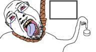 ack arm bloodshot_eyes button crying frame glasses hair hand hanging noose open_mouth red_eyes rope soyjak stubble suicide template tongue variant:bernd water // 1317x719 // 38.3KB