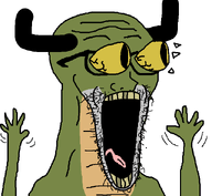 excited eyes_popping hand hands_up ligger lizard open_mouth space_station_13 ss13 subvariant:waow variant:excited_soyjak variant:soyak white_background yellow_eyes yellow_teeth // 640x591 // 17.2KB