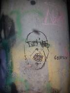 angry gem glasses graffiti internet_is_leaking irl open_mouth soyjak stubble text traditional_media variant:cobson // 3024x4032 // 1.1MB
