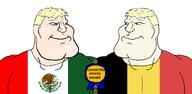 belgium blond blue_eyes buff connected flag:belgium flag:mexico hair meta:soyduel_took_place_in_comment_section mexico smile stitches subvariant:mexiaryan trend:aryan variant:meximutt white_background white_skin // 1771x870 // 72.3KB