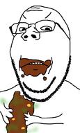 angry arm coprophagia eating frown glasses hand holding_object holding_poop poop soyjak stinky stubble subvariant:wholesome_soyjak variant:gapejak // 601x1000 // 119.0KB