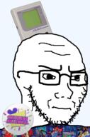 1990s 90s angry anime badge childless_millennial concerned evangelion gameboy glasses millenial millennial nintendo nostalgia oldfag soyboy soyjak stubble variant:soyak video_game // 632x956 // 255.6KB