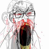 angry blood epilepsy epilepsy_warning fist glasses rock screaming soyjack subvariant:feralrage variant:feraljak video white_background // 1080x1080, 13.2s // 3.6MB