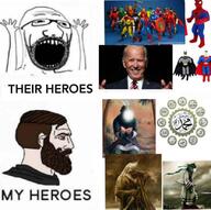 ali_ibn_abi_talib arabic_text arm batman distorted glasses hand hands_up husayn_ibn_ali islam joe_biden marvel muhammad nordic_chad open_mouth shia soyjak spiderman stubble superman text united_states variant:excited_soyjak // 828x825 // 98.3KB