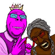 9a0c angry arm body chain clothes colored_glasses dreads glasses hand ice_cream meta:namefags meta:tagme nigger pet_nigger quote quote_(user) smile smirk soyjak stubble subvariant:wholesome_soyjak suit suit_and_tie variant:feraljak variant:gapejak // 750x750 // 142.5KB