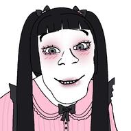 bow female frill looking_at_you makeup pigtails pink_shirt smile subvariant:feralkei suspenders teeth variant:feraljak // 986x990 // 193.3KB