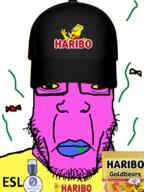 bear blue_lips candy clothes esl flies gummy_bear haribo hat pink_skin stink_lines subvariant:chudplier variant:markiplier_soyjak // 600x800 // 242.2KB
