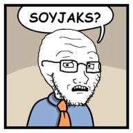 clothes comic comic_sans glasses necktie scared soyjak speech_bubble stonetoss stubble subvariant:soyak_(concerned) text variant:soyak // 500x500 // 77.6KB