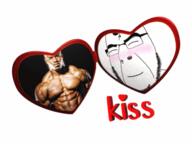 animated bbc blush closed_eyes closed_mouth glasses heart kiss makesweet queen_of_spades smile soyjak stubble text variant:cobson // 400x300 // 1.1MB