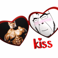 animated bbc blush closed_eyes closed_mouth glasses heart kiss makesweet queen_of_spades smile soyjak stubble text variant:cobson // 400x300 // 1.1MB