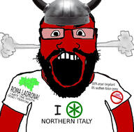 angry aryan beard clothes fume glasses gypsy hair helmet i_love italy leganordpadania map no_symbol northern_italy open_mouth padania red_skin salvini smoke soyjak subvariant:science_lover text tshirt variant:markiplier_soyjak viking_helmet // 800x789 // 289.8KB