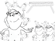 body_horror glasses hair hand meta:tagme smile subvariant:gapejak_female variant:gapejak weird // 2704x2042 // 2.7MB