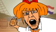 barrel collared_shirt glasses juice lips mymy ongezellig open_mouth orange_hair orange_skin ship soyjak stubble variant:yurjak white_shirt zellig // 768x442 // 106.1KB