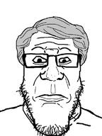brown_hair closed_mouth glasses grey_hair hair neutral old soyjak stubble subvariant:neutralplier variant:markiplier_soyjak wrinkles // 600x800 // 100.1KB
