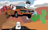3soyjaks angry background balding beard black cactus canyon car closed_mouth clothes confederate desert drawn_background flag flying gem general_lee glasses grey_hair hair hat ias jumping middle_finger mountain mustache open_mouth orange pipe plant sky smirk smoke smoking soyjak stubble text the_dukes_of_hazzard uniform united_states variant:chudjak variant:feraljak variant:thunderf00t windows // 950x599 // 169.6KB