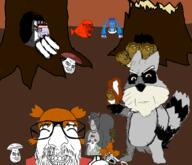 drawn_background forest multiple_soyjaks squirrel subvariant:feralsquirrel subvariant:soyak_(concerned) subvariant:wholesome_soyjak tree variant:bernd variant:chudjak variant:cobson variant:feraljak variant:gapejak variant:israeli_soyjak variant:markiplier_soyjak // 1558x1342 // 752.3KB