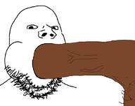 bbc blowjob negro no_eyebrows nsfw open_mouth penis sex soyjak subvariant:blowjob_gapejak testicles variant:gapejak // 1056x836 // 38.2KB