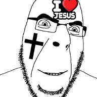 animated christianity cross glasses i_love jesus open_mouth smile soyjak stubble tattoo variant:cobson // 676x707 // 105.8KB