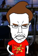 angry arm brown_hair button cartoon closed_mouth clothes ear glasses gotta_blast hair hand jimmy_neutron millions_must_die nickelodeon soyjak subvariant:pol_face tshirt variant:chudjak // 1062x1559 // 288.0KB