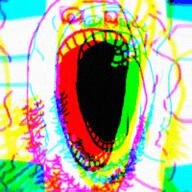 3dgifmaker animated crazed glitch no_nose open_mouth soyjak stubble subvariant:soyak_(crazed) variant:gapejak // 200x200 // 1.1MB