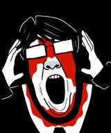 black_background blood demolition_lover_(male) emo_hair glasses hand hands_up happy my_chemical_romance open_mouth three_cheers_for_sweet_revenge tuxedo variant:chudjak variant:ppp // 999x1200 // 27.0KB