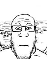 disappointed frown glasses multiple_soyjaks mustache neutral soyjak stare stubble subvariant:neutralplier subvariant:wholesome_soyjak variant:a24_slowburn_soyjak variant:bernd variant:gapejak variant:markiplier_soyjak // 427x528 // 120.2KB