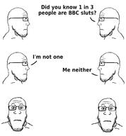 bbc closed_mouth comic glasses looking_at_you neutral side_profile slut stubble subvariant:neutralplier subvariant:sideplier text variant:markiplier_soyjak white_background // 1200x1292 // 114.1KB