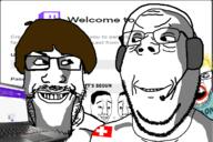 are_you_soying_what_im_soying flag hair headphones laptop lipstick ominous raid swiss twitch variant:chudjak variant:gapejak variant:markiplier_soyjak // 1200x800 // 3.7MB