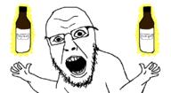 arm bottle finger floating glasses glowing hand open_mouth soy soyjak soylent stubble subvariant:yurjak_double variant:yurjak // 810x442 // 30.3KB