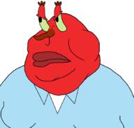 angry big_lips blue_shirt cartoon crab eye_stalks eyelashes fat green_eyes mr_krabs nickelodeon pointy_nose red_skin spongebob_squarepants undershirt variant:meximutt // 888x849 // 49.4KB