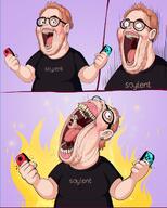 black_shirt glasses hair meta:not_oc nintendo open_mouth orange_hair shadman soyboy tounge variant:gapejak video_game // 1000x1243 // 160.8KB