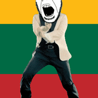 angry animated country dance flag flag:lithuania full_body gangnam_style glasses irl lithuania open_mouth soyjak stubble variant:cobson // 300x460 // 500.1KB